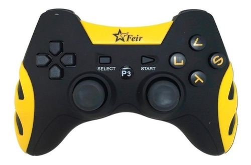 Controle joystick sem fio Feir FR-217 preto e amarelo