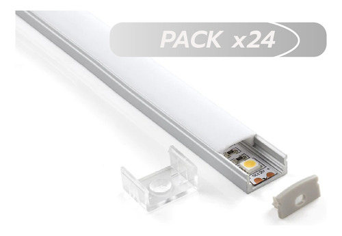 Pack 24x: Perfil De Aluminio De Sobreponer Para Tira De Led 