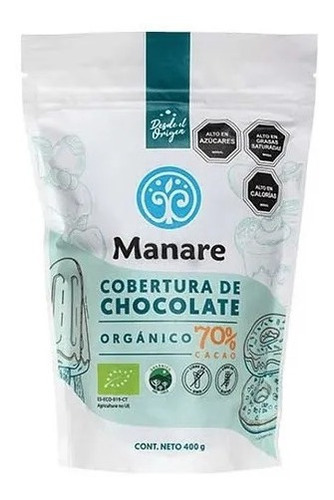 Cobertura De Chocolate 70% Cacao Orgánico 400 Gr - Manare