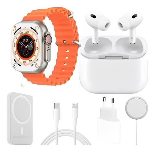 Reloj Inteligente  X8 Ultra Plus Naranja + Audifono Bt