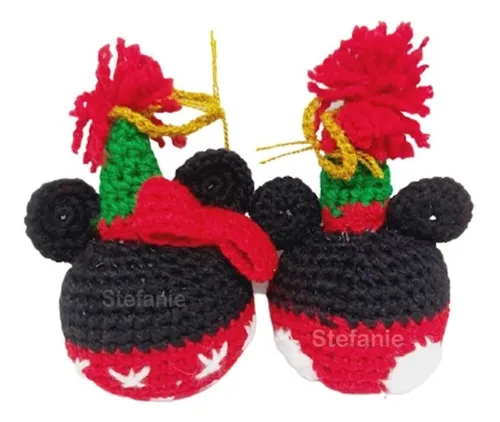 comprar Esferas Navidad Mickey Y Mimi Minnie Tejidas A Mano 