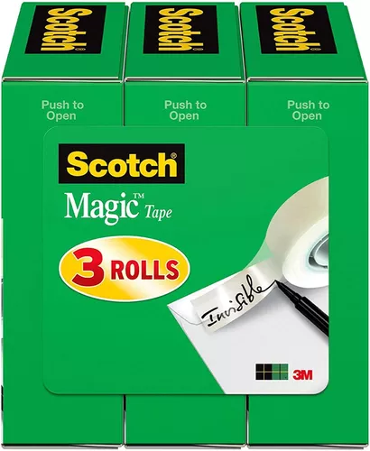 Scotch Dispensador de cinta mágica - 1 dispensador C38 Scotch con 3 rollos  de cinta mágica Scotch - Capacidad para cinta de hasta 0.748 in x 108.3 ft