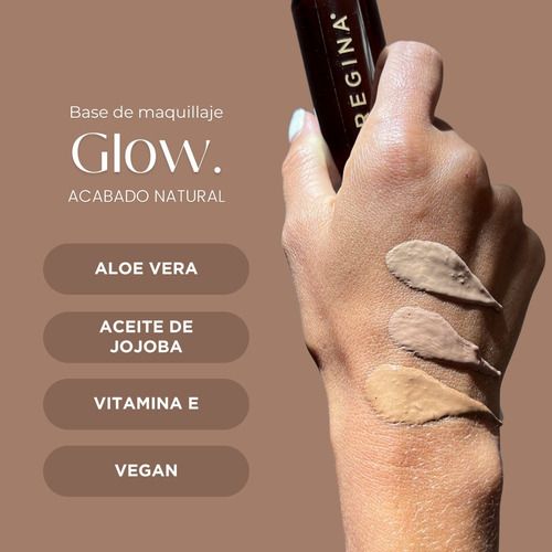 Imagen 4 de 8 de Base De Maquillaje Glow Natural Regina Oil-free Vitamina E