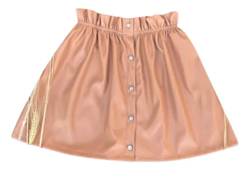 Falda De Ecocuero Waw Malaika Color Canela Para Nena