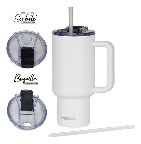 Vaso Térmico Waterdog Cold 900ml Hermético Sorbete Blanco