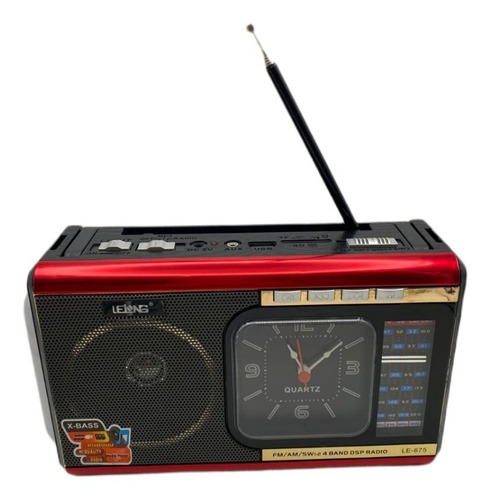 Radio Portátil Am Fm Sw Usb Sd Aux Lanterna Led Le-675 110v/220v
