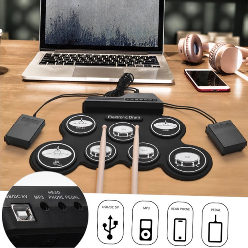 Bateria Electronica Digital 7 Pad 2 Pedales