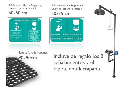 Regadera De Emergencia Con Lavaojos (acero Inoxidable)