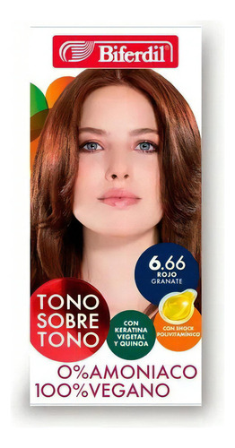  Tintura Coloración Biferdil Tono Sobre Tono 0 Amoniaco Kit Tono 6.66 Rojo Granate