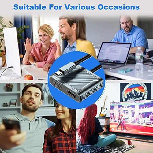 Adaptador Usb C A Vga Y Hdmi, Adaptador Usb C 2 En 1 Hub Thu