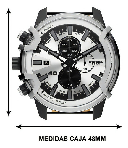 Diesel Griffed Cronógrafo Reloj De Cuero - Dz Negro Talla