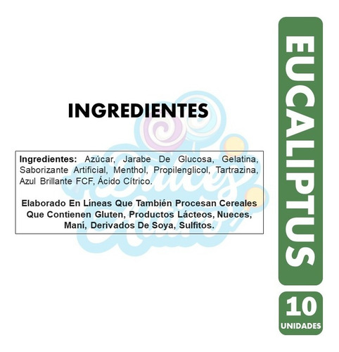 Gomita Fruna Dulces mentol con eucaliptu 45 g 10 u