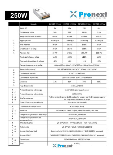 Imagen 3 de 5 de Fuente Switching Metálica 12v 20a Luces Led Radio Varios