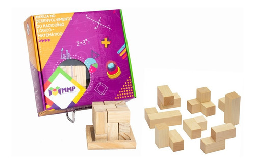 Imagem 2 de 3 de Cubo Soma - Quebra-cabeça 3d Madeira - Mmp