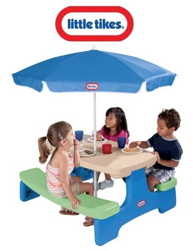 Mesa Picnic Verano Sombrilla Desmontable Little Tikes Xtrm P Color Azul