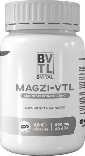 Magzi-VTL 800mg Magnesio Citrato + Zinc / 60 Cápsulas