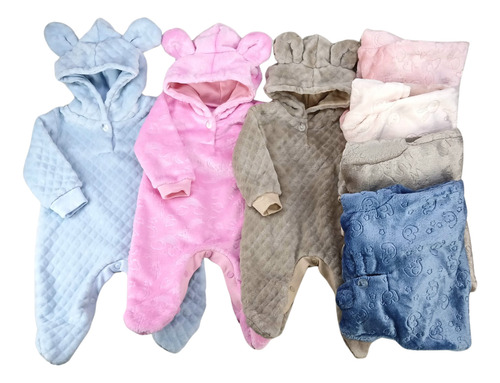 Enterito De Doble Plush De Bebé/a Varios Colores Celeste 0