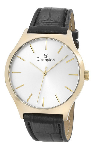 Relógio Champion Masculino Dourado  C/puls. Couro  Cn20597b 