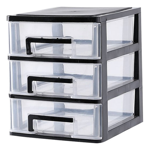 Para Encimera De Baño Maquillaje Caja De 3 Niveles Negro