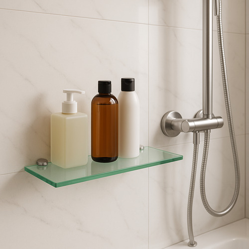 Kit 2 Porta Shampoo Banheiro 30x10 Prateleiras De Vidro 6mm