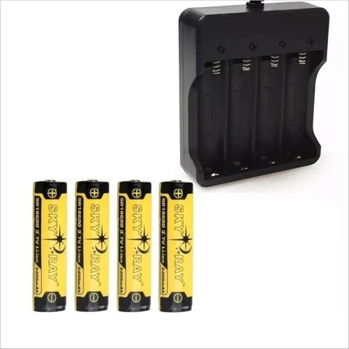 Kit 4 Baterias Sky Ray 18650 + Cargador Para 4 Baterías