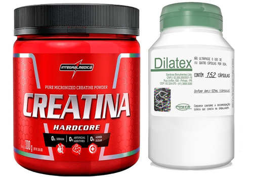 Kit Pré Treino Creatina 300g Integral / Dilatex 152cáp