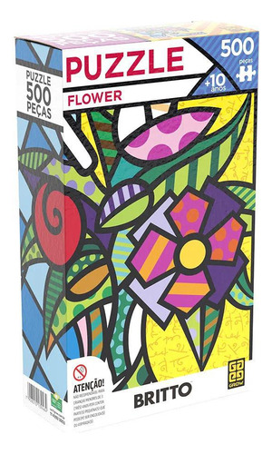 Quebra Cabeça Puzzle 500 Pç Romero Britto Flower 3946