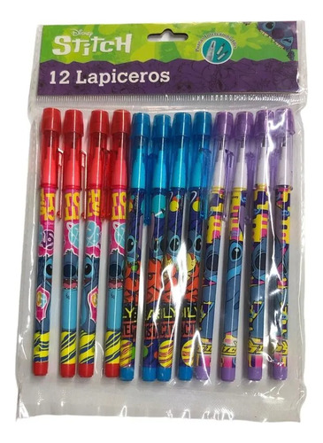 12 Lapiceros Con Punta Intercambiables Stitch