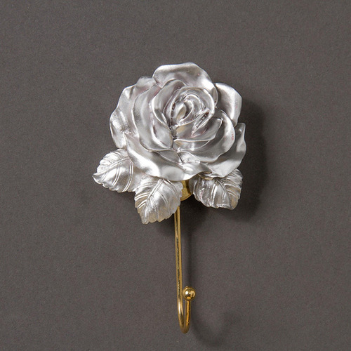 2 Gancho De Rosa Organizador Decoración De Pared Plata