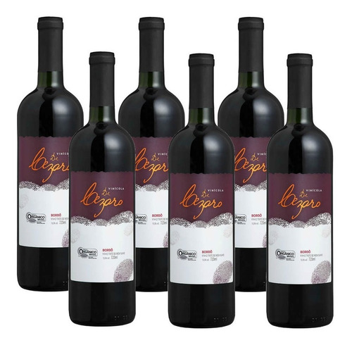 Kit 6 Vinhos Orgânicos Tintos Suave Bordô 720ml