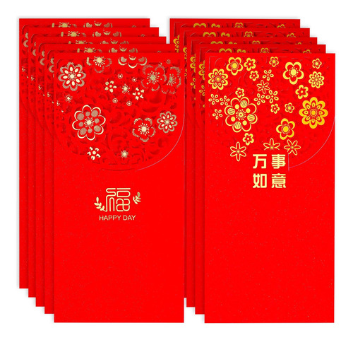 20 Sobres Rojos De Año Nuevo Chino De 7x3 Pulgadas, Paquetes