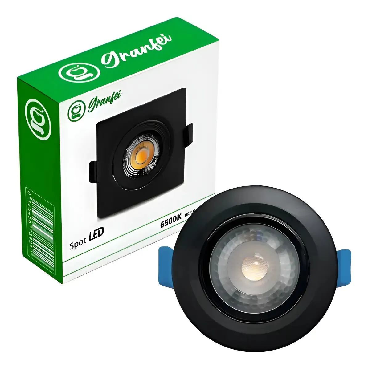Kit 10 Spot Luminária 7w Rd Qd Frio 6500k Quente 3000k Estrutura Redondo Neutro 4000k Borda Preta