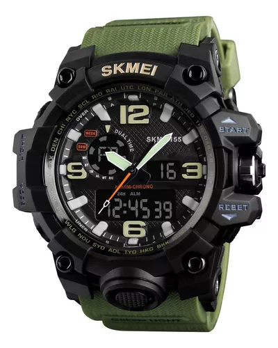 Reloj pulsera Skmei 1155 de cuerpo color negro, analógico-digital, para  hombre, fondo negro, con correa
