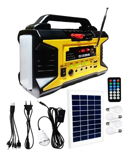 comprar Kit Solar Portátil 4focos Fm-usb,bluetooth-linterna C.remoto