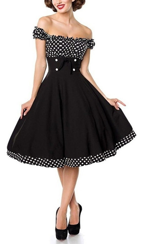 Vestido De Cóctel Rockabilly For Mujer Con Hombros Descubie