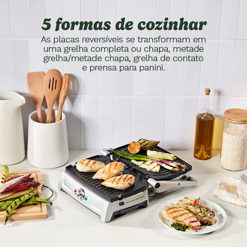 Grill Compacto Chapa E Panini Press Cuisinart Cor Cinza 127v