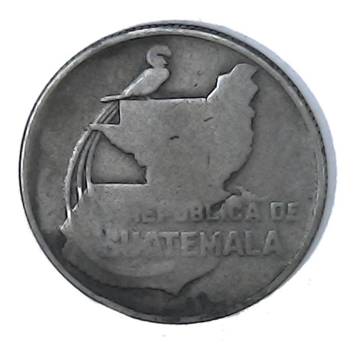 Guatemala 25 Cen De Quetzal 1943 Plata  L1h16r4c3