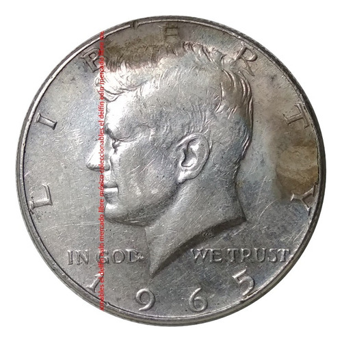 Moneda 1/2 Dolar 1965 Usa Kennedy Plata 0.40 Ceca Filadelfia