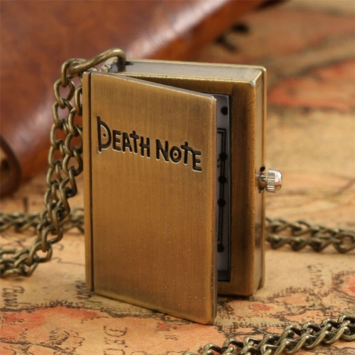 Relógio Death Note Caderno Da Morte Vintage De Bolso Dourado