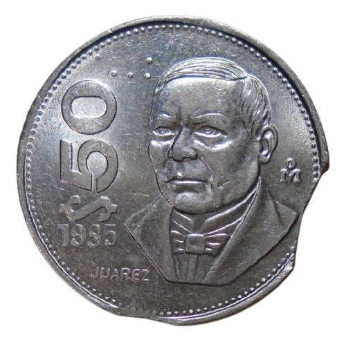 México 50 Pesos Juárez 1985 Con Error: Clipped O2y#1
