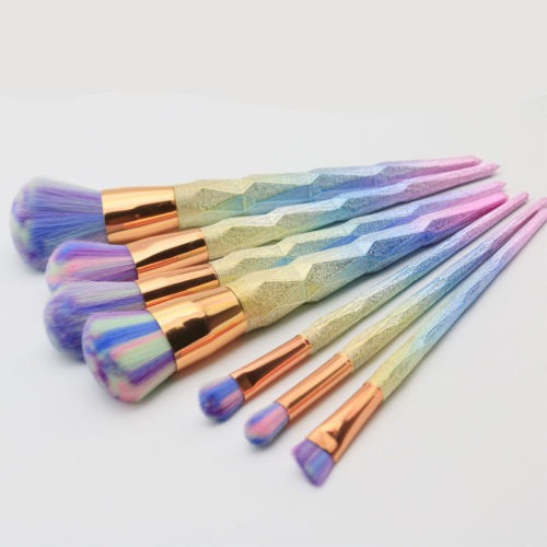 U.s. ~ 7pcs Arco Iris Diamante Maquillaje Brochas Kit Cosmét