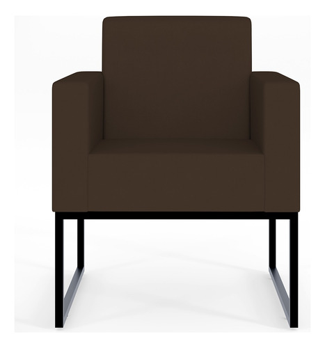 Kit 02 Poltronas Decorativas Sala e Recepção Base Fixa de Metal Helô L02 Suede Marrom
