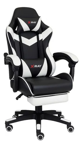 Cadeira Gamer Profissional Reclinável Apoio De Pés X-ray Cor Branco Material Do Estofamento Couro Sintético