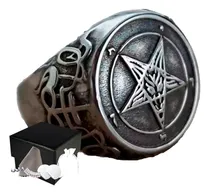 Comprar Combo Anillo Baphomet Acero Inoxidable Satanás Estrella