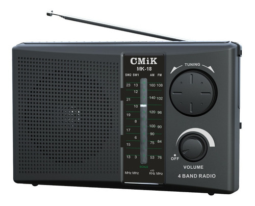 Radio Portátil Mk-18 Fm/am Pilas Y 220v Analógico Color Negro