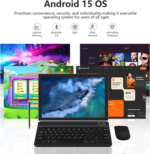 Android 15 Tablet 10 Polegadas Tablet 2 Em 1tablets Com T...