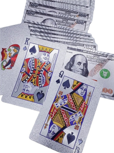 Baralho Prateado Silver Folheado Poker Truco Cartas Jogos