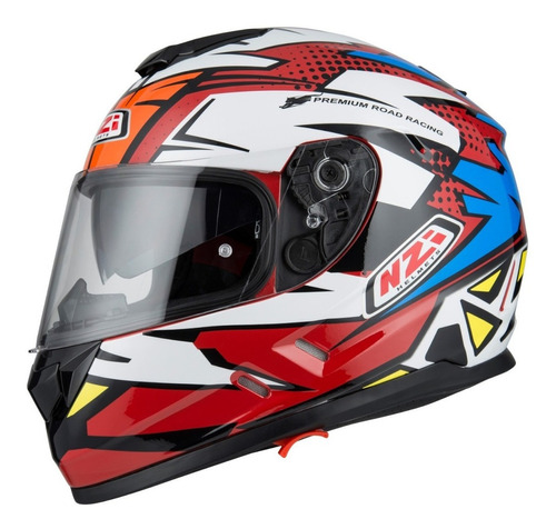 Capacete Moto Nzi Symbio 2 Flash Laranja/branco/vermelho