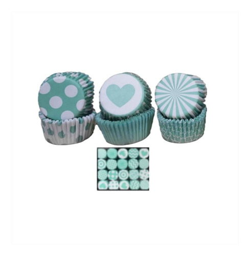 Pirotin Cupcake Nº10 Surtido Verde Agua Caja X500