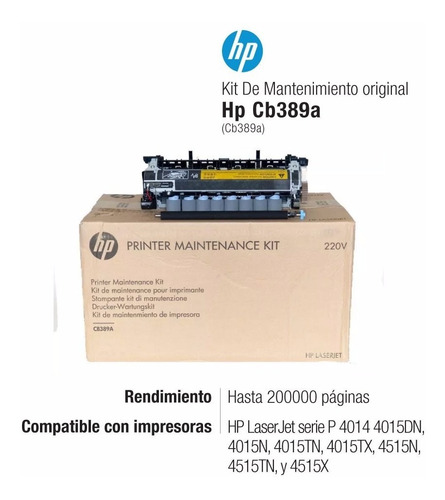 Imagen 2 de 6 de Kit De Mantenimiento Hp Cb389a Original Hp Laser P4014 P4015